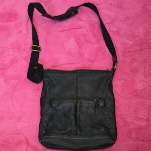 The Sak Black Pebbled Leather Messenger Crossbody